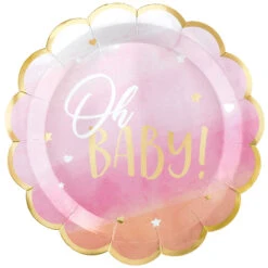 Amscan Borden "Oh Baby" Roze 26.6cm (8ST)