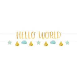 Amscan Mega Banner "Hello World" Blauw 1.77cm X 18cm (2D)