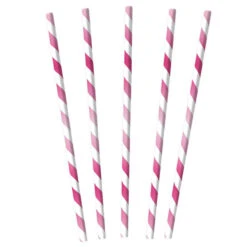 Amscan Papieren Rietjes Mix Roze (12ST)