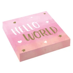 Amscan Servetten "Hello World" Roze 33cm X 33cm (16ST)