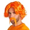 Boland Pruik Chuck Oranje Met Snor -Feestbenodigdheden boland pruik chuck oranje met snor