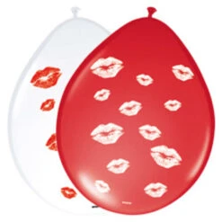 Folat Ballonnen Kusjes Rood & Wit 30CM (8ST)