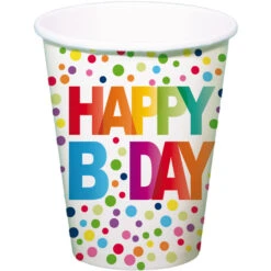 Folat Bekertjes Happy Birthday Stippen Multicolor 250ML (8ST)