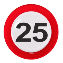 Folat Feestbordjes 25 Jaar Verkeersbord 23CM (8ST)