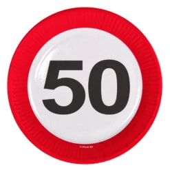Folat Feestbordjes 50 Jaar Verkeersbord 23CM (8ST)