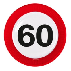 Folat Feestbordjes 60 Jaar Verkeersbord 23CM (8ST)