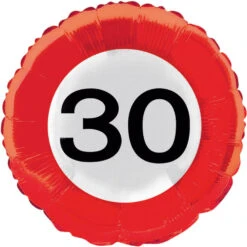 Folat Folie Ballon 30 Jaar Verkeersbord 46CM