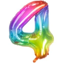 Folat Folieballon Cijfer 4 Regenboog (81CM)