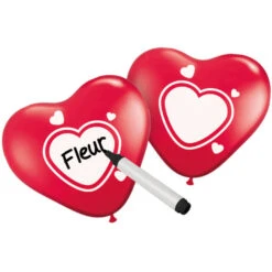 Folat Hartjes Ballonnen Rood Beschrijfbaar 25CM (6ST)