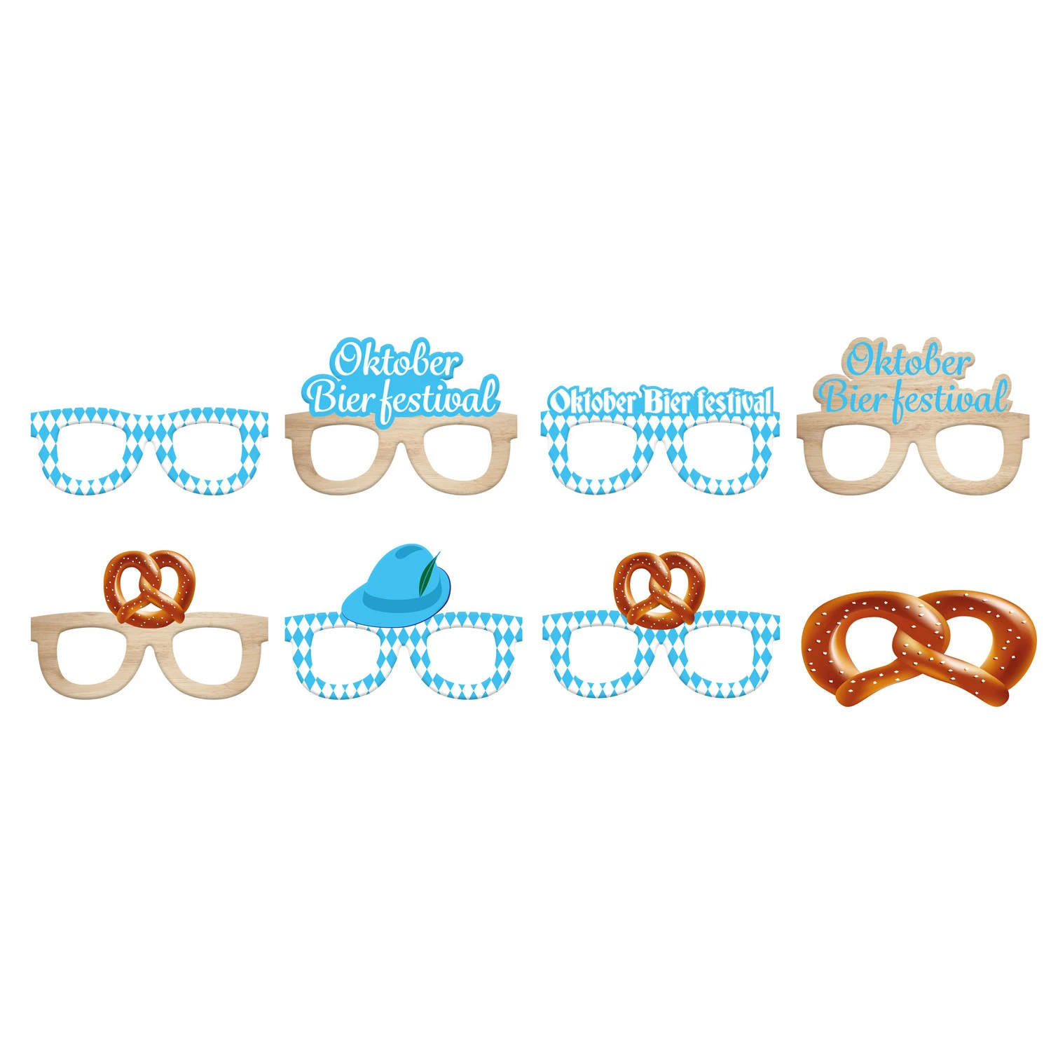 Folat Oktoberfest Brillen Papier 8ST 3 Folat Oktoberfest Brillen Papier 8ST
