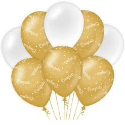Paperdreams Ballonnen Congrats Goud | Wit 30CM (8ST)