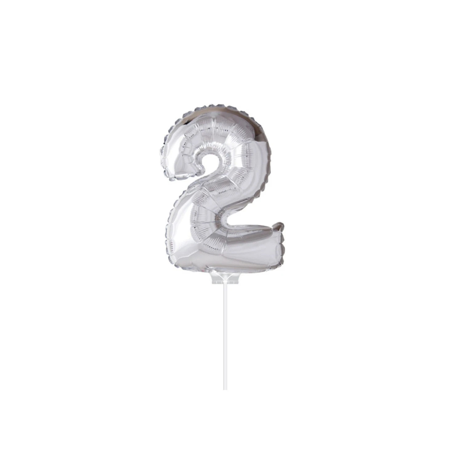 Party Factory NL Folie Ballon "2" Zilver (40CM) 3 Party Factory NL Folie Ballon "2" Zilver (40CM)