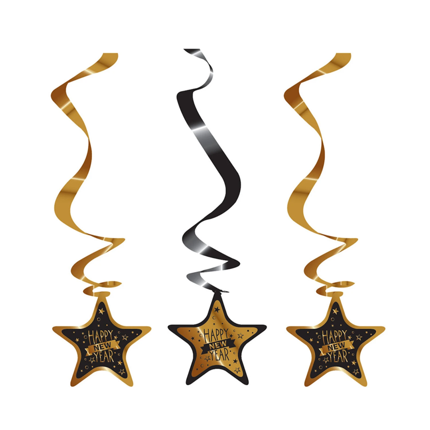 Party Factory NL Rotorspiralen Happy New Year Goud / Zwart 3ST 3 Party Factory NL Rotorspiralen Happy New Year Goud / Zwart 3ST