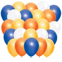 Party Love NL Ballonnen Metallic Donkerblauw / Geel / Wit / Oranje (40ST)