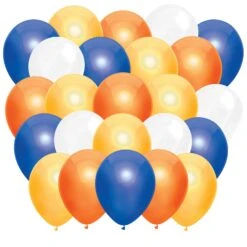 Party Love NL Ballonnen Metallic Donkerblauw / Geel / Wit / Oranje (40ST) -Feestbenodigdheden party love nl ballonnen metallic donkerblauw geel 4