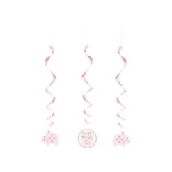 Unique BabyShower Rotorspiralen Elephant Pink 66CM (3ST) -Feestbenodigdheden unique babyshower rotorspiralen elephant pink 66cm 3