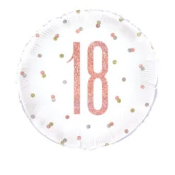 Unique Folie Ballon Rosé Goud & Wit 18 Jaar (45CM)