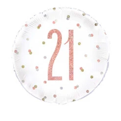 Unique Folie Ballon Rosé Goud & Wit 21 Jaar (45CM)