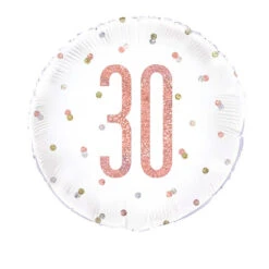 Unique Folie Ballon Rosé Goud & Wit 30 Jaar (45CM)