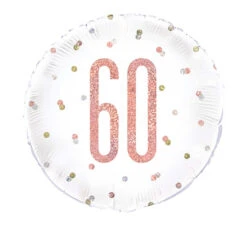 Unique Folie Ballon Rosé Goud & Wit 60 Jaar (45CM)