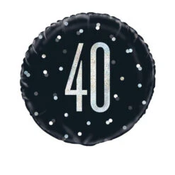 Unique Folie Ballon Zwart & Zilver 40 Jaar (45CM)