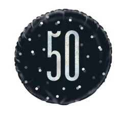 Unique Folie Ballon Zwart & Zilver 50 Jaar (45CM)