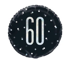 Unique Folie Ballon Zwart & Zilver 60 Jaar (45CM)