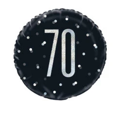 Unique Folie Ballon Zwart & Zilver 70 Jaar (45CM)