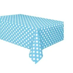 Feestbenodigdheden -Feestbenodigdheden unique plastic tafelkleed stippen baby blauw 140cm 1
