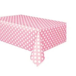 Unique Plastic Tafelkleed Stippen Baby Roze 140cm X 274cm -Feestbenodigdheden unique plastic tafelkleed stippen baby roze 140cm 1